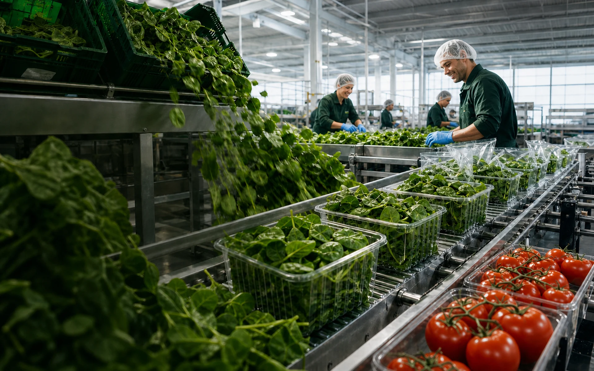 Modern commercial fresh produce packing operation