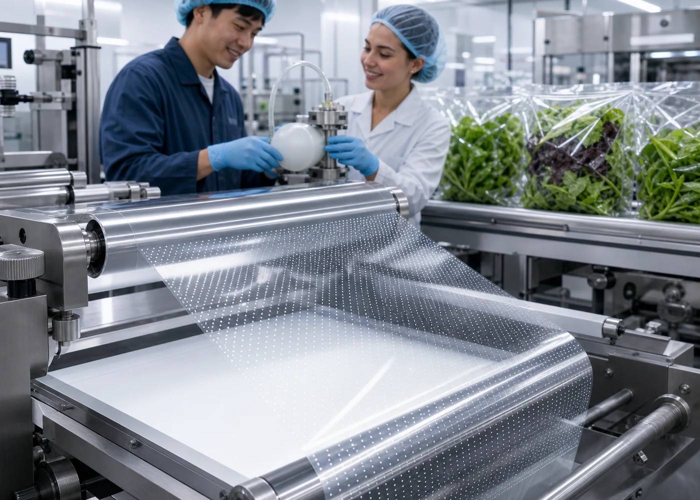 Commercial produce packaging with micro-perforation airflow concept